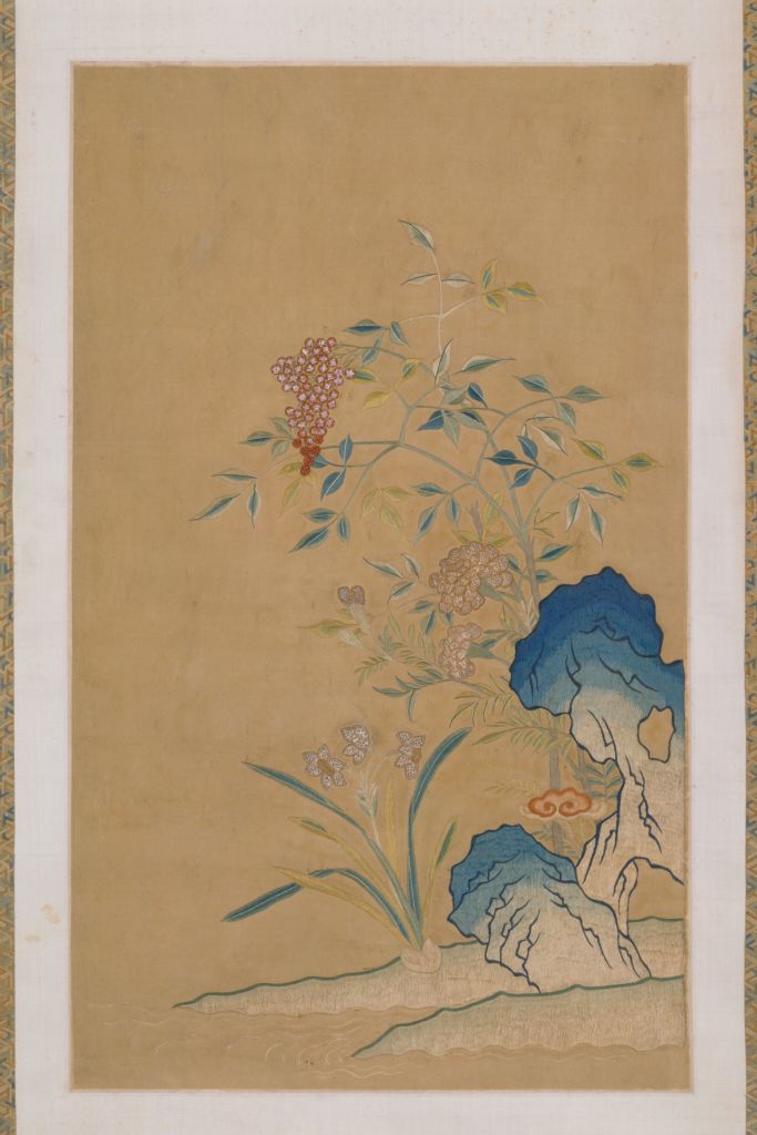 图片[1]-Embroidered Bamboo and Narcissus Axis-China Archive